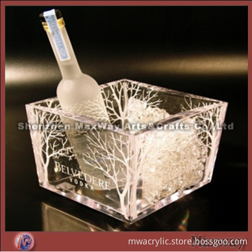 Ingenious square plexiglass led ice bucket with silk-screen